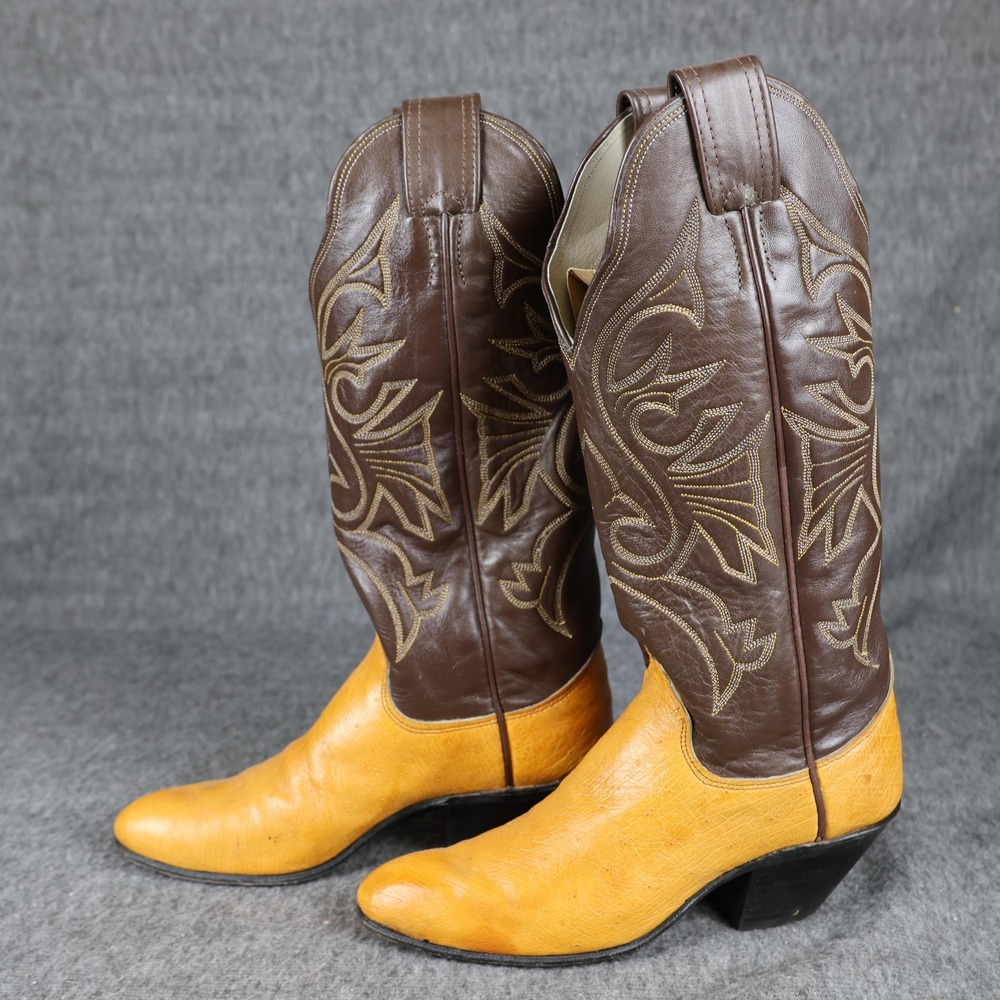 Olathe Boots Mens Size 5.5 Brown Leather Western Cowboy Pointed Toe USA Made
